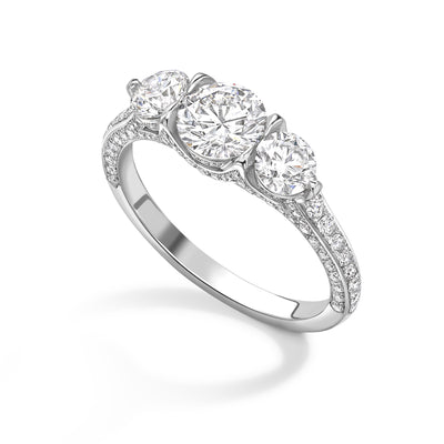 Diamond Set Classic Three Stone Ring