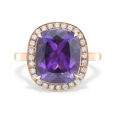 18 K Rose Gold Amethyst and Diamond Lovers Knot Cocktail Ring