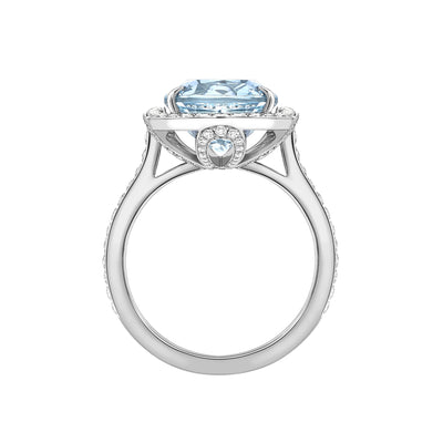 18 K White Gold Aquamarine and Diamond Lovers Knot Cocktail Ring