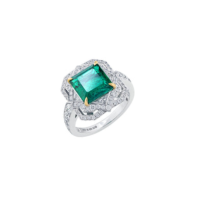 Deco Emerald and Diamond Ring