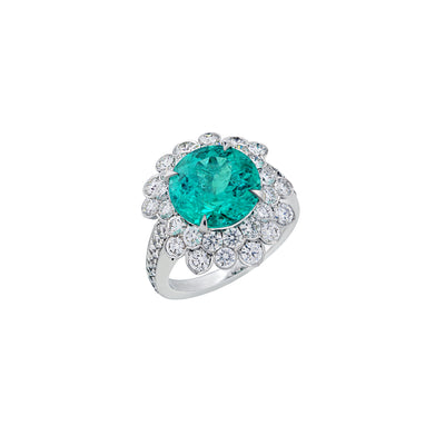 High Jewellery Paraiba and Diamond Floral Atom Ring