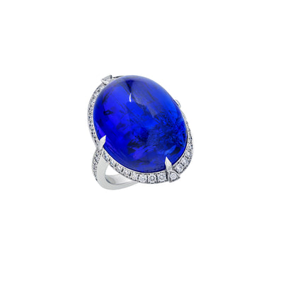 High Jewellery Tanzanite and Diamond Droplet Ring