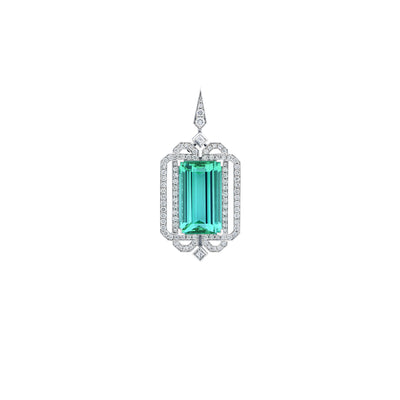 High Jewellery Namibian Tourmaline Diamond Deco Pendant