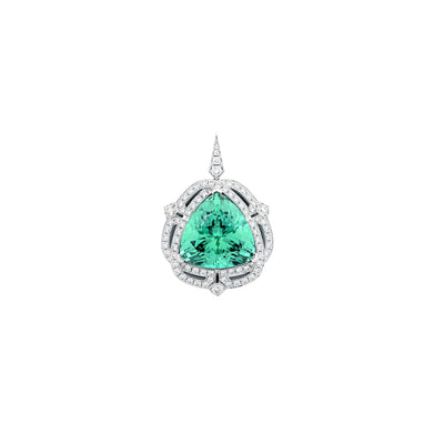 High Jewellery Namibian Tourmaline Diamond Weave Pendant