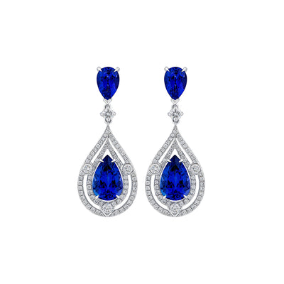 High Jewellery Tanzanite and Diamond Droplet Earrings