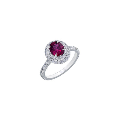 Ruby Double Halo Ring