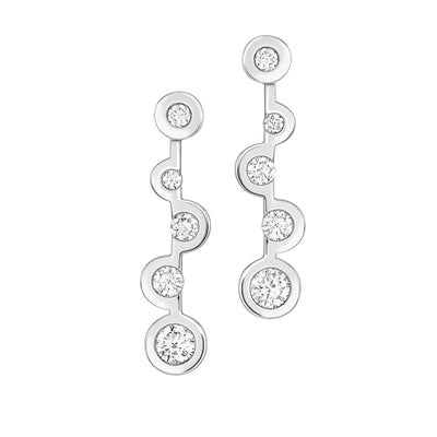 18K White Gold Echo Diamond Drop Earrings