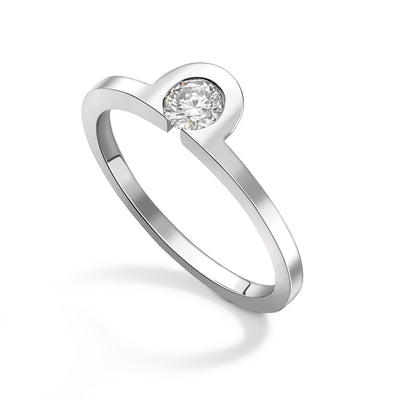 18K White Gold Echo Diamond Singular Ring
