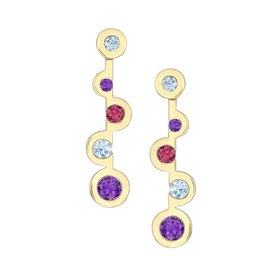 18K Yellow Gold Echo Multi Stone Drop Earrings