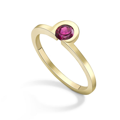 18K Yellow Gold Echo Rubellite Singular Ring